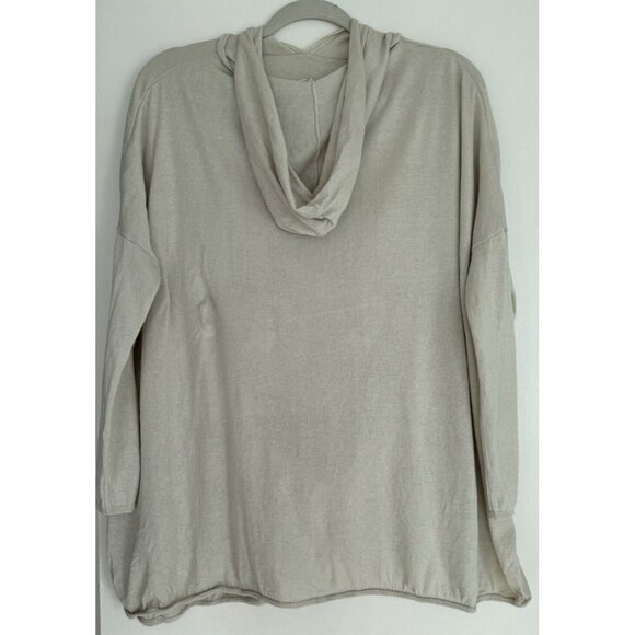 Maje O/S Ecru Kangaroo Pocket Hood Dolman Sleeve Silk Cashmere Tunic top - Picture 16 of 16